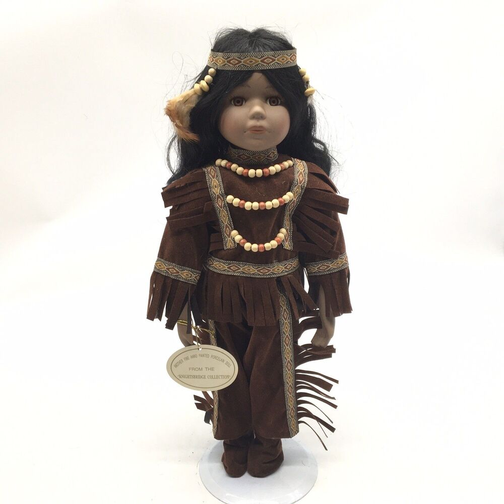 16" Native American Porcelain Doll Knightsbridge Collection Buckskin Outfit Boy